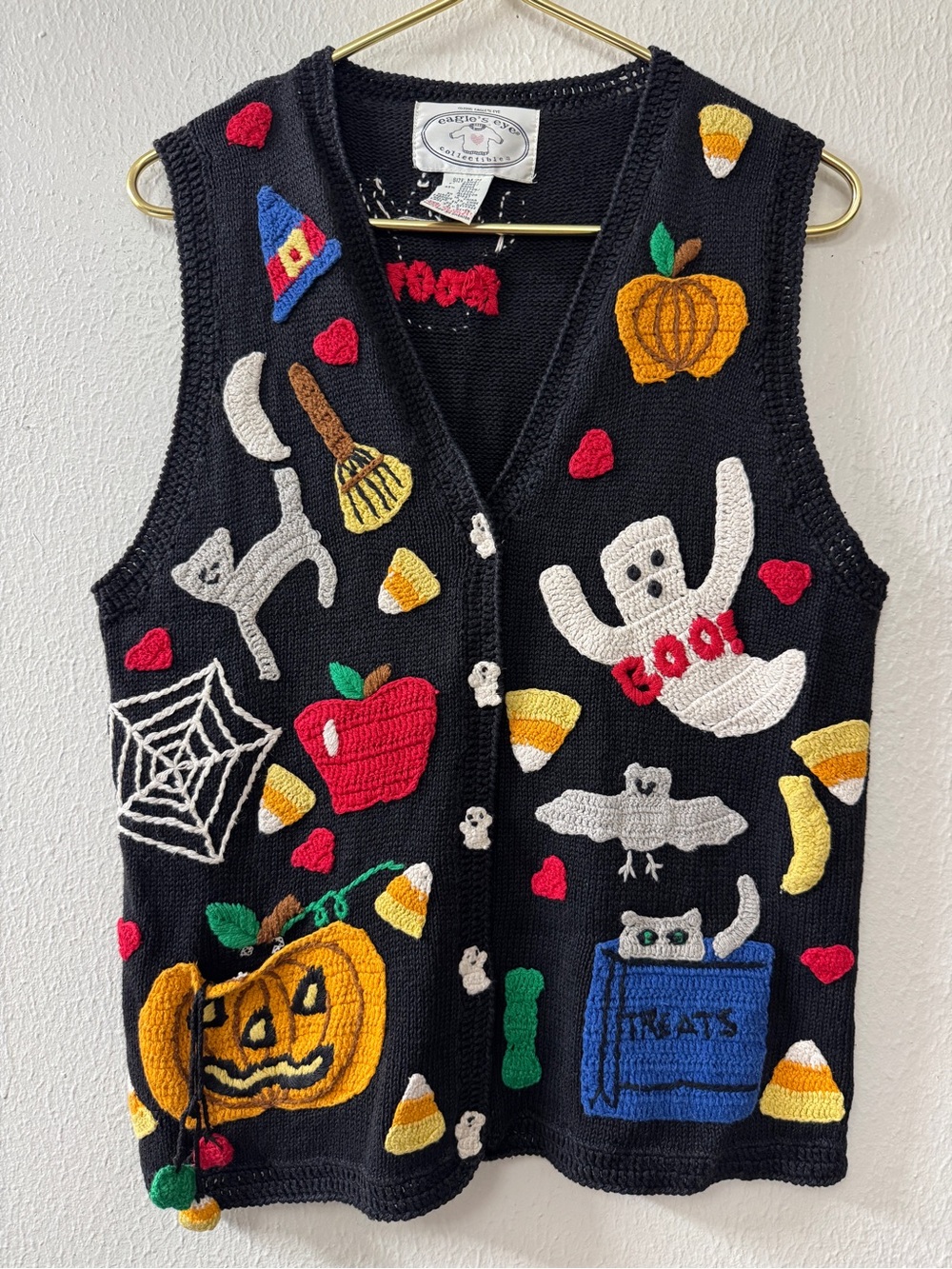 Vintage 90s Eagle’s Eye Handknit Halloween Vest
